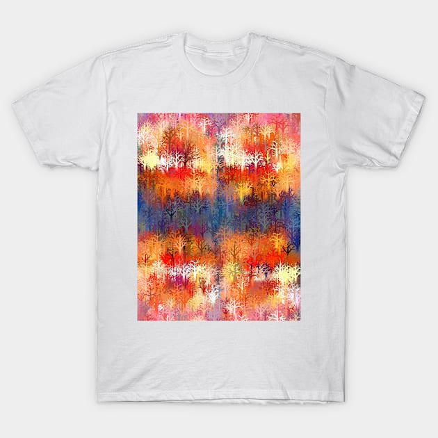 Orange and blue whimsical trees... T-Shirt by redwitchart